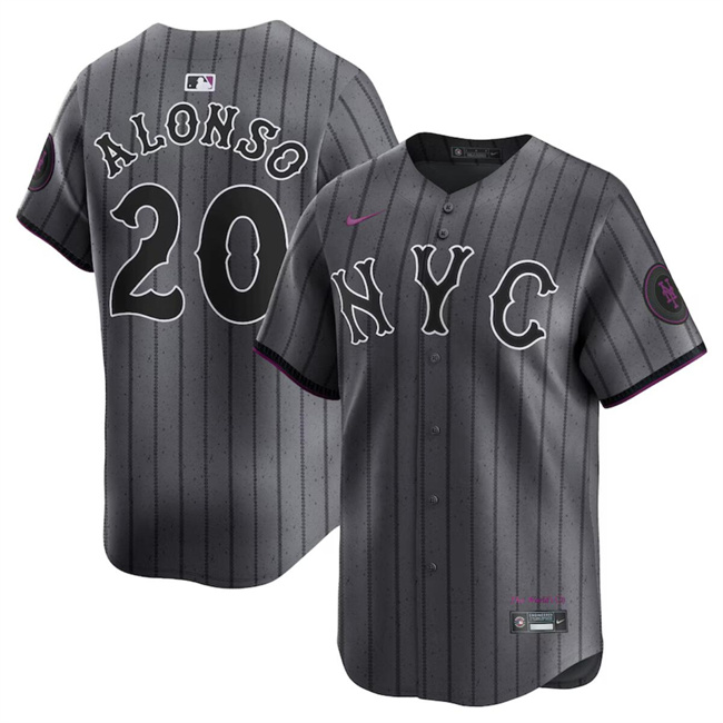 Youth New York Mets #20 Pete Alonso Graphite 2024 City Connect Limited Stitched Baseball Jersey